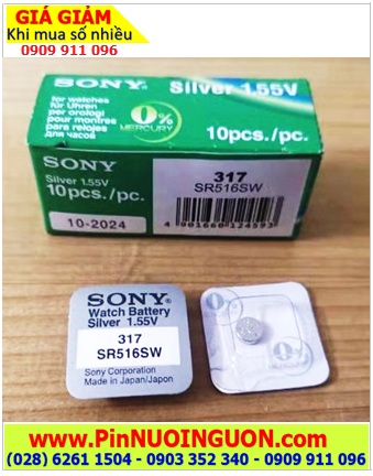 Pin SR516SW _Pin 317; Pin Sony SR516SW 317 silver oxide 1.55v _Made in Japan _Vỉ 1viên